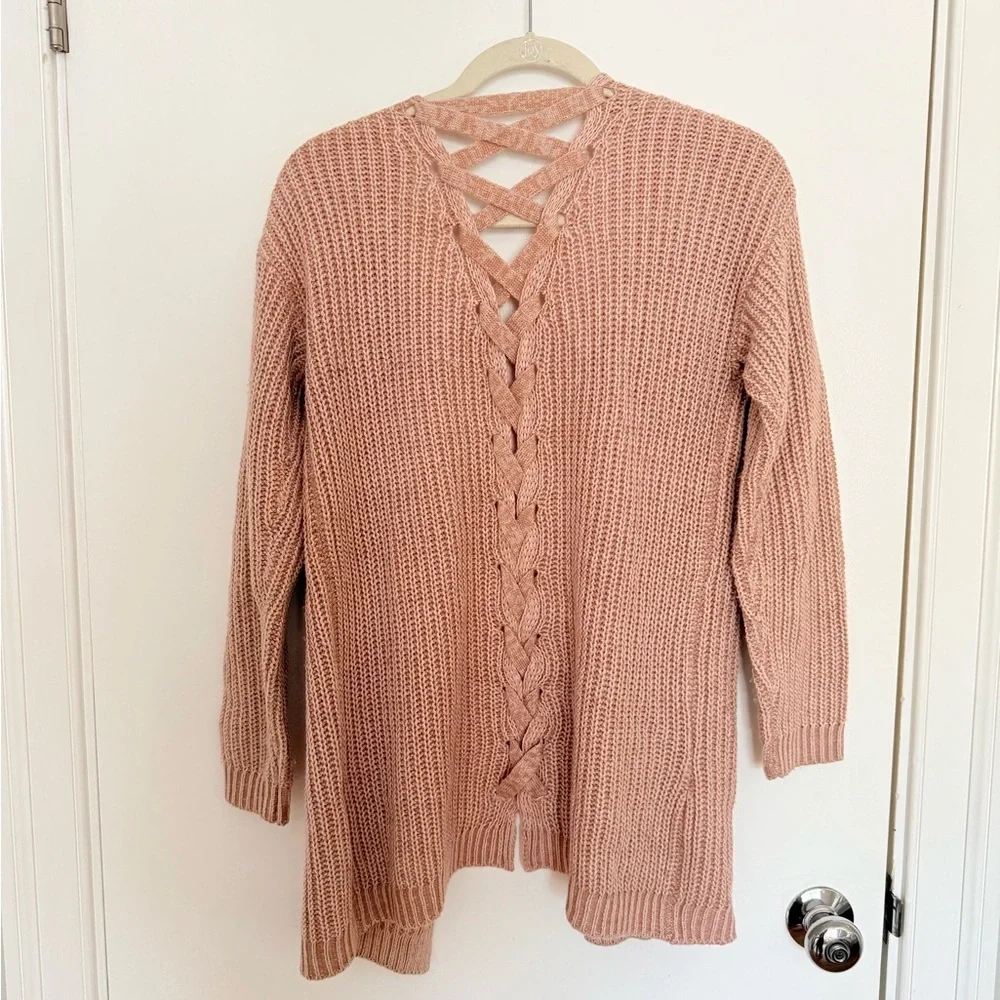 Pink Knit Cardigan Sweater